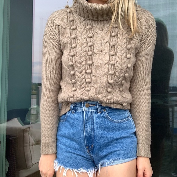 Wallace wool pompom cableknit turtleneck sweater - Picture 3 of 5